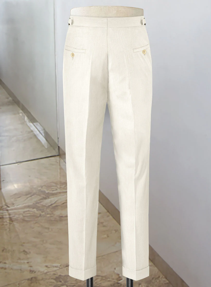 Napolean Stretch Ivory Wool Highland Trousers - Image 5