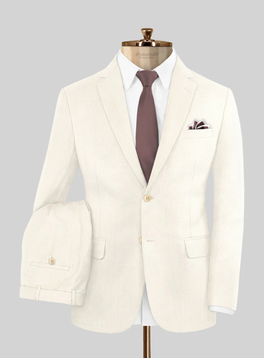 Napolean Stretch Ivory Wool Suit - Image 2