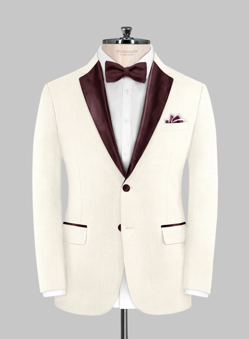 Napolean Stretch Ivory Wool Tuxedo Suit - Image 2
