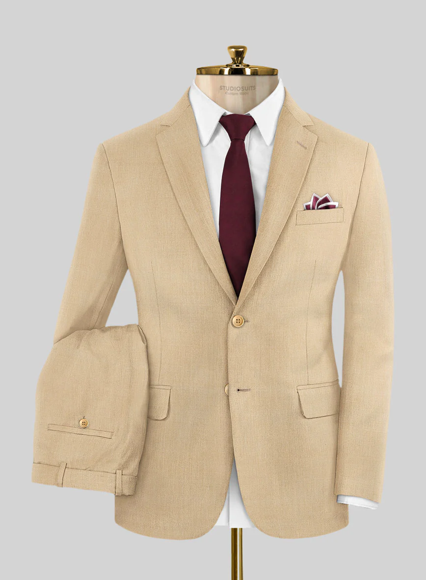 Napolean Stretch Khaki Wool Suit - Image 2