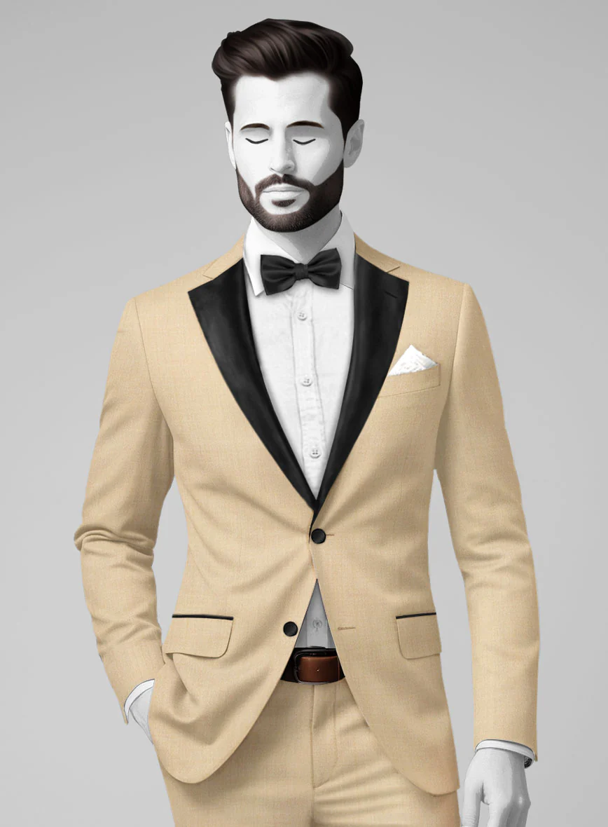 Napolean Stretch Khaki Wool Tuxedo Jacket - Image 2