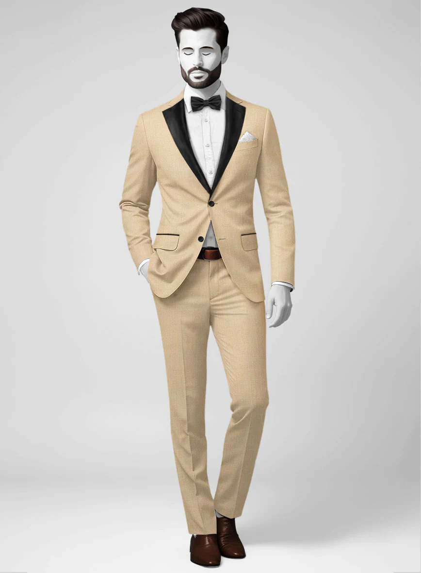 Napolean Stretch Khaki Wool Tuxedo Suit - Image 2