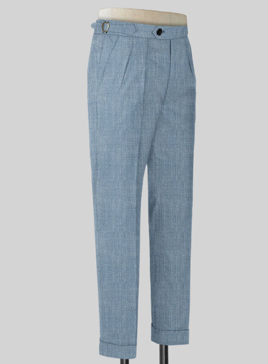 Napolean Stretch Light Blue Highland Wool Trousers - Image 2