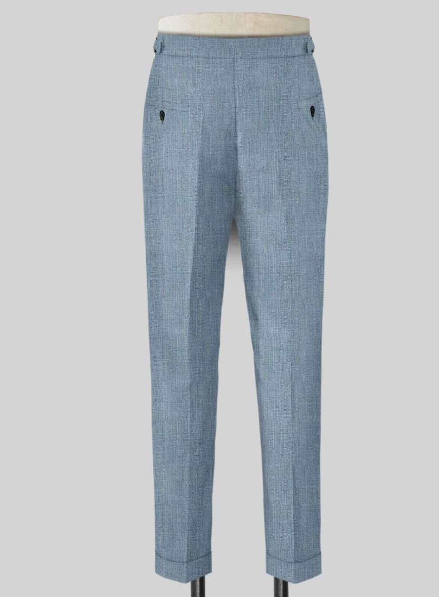 Napolean Stretch Light Blue Highland Wool Trousers - Image 3
