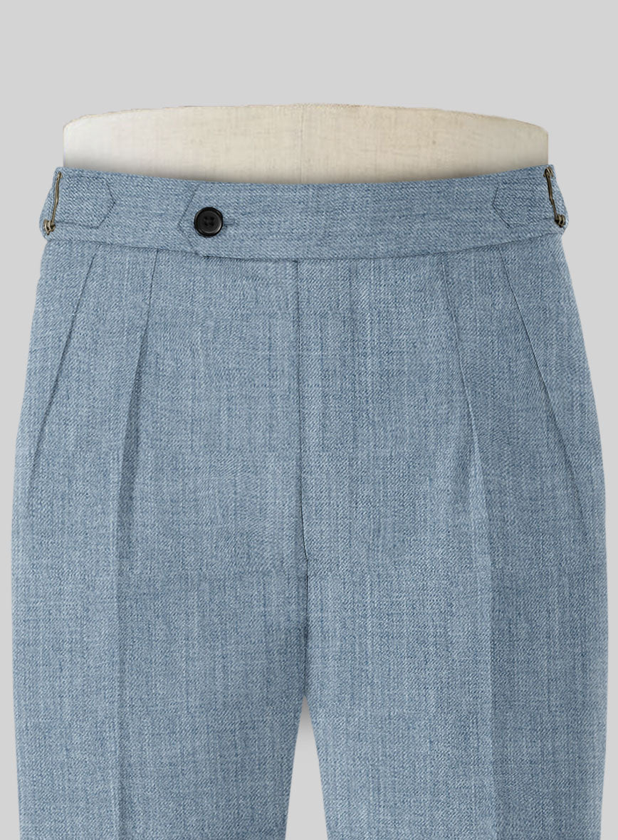 Napolean Stretch Light Blue Highland Wool Trousers - Image 4