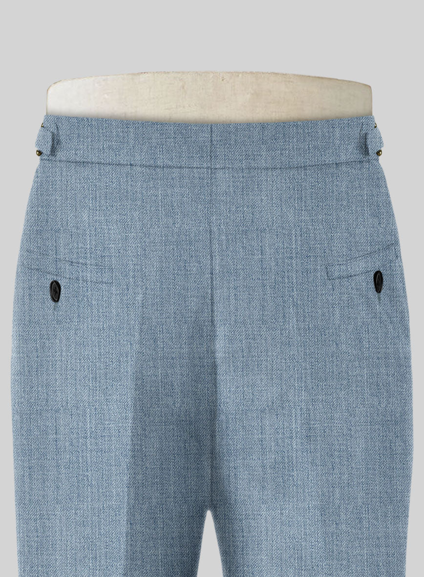 Napolean Stretch Light Blue Highland Wool Trousers - Image 5