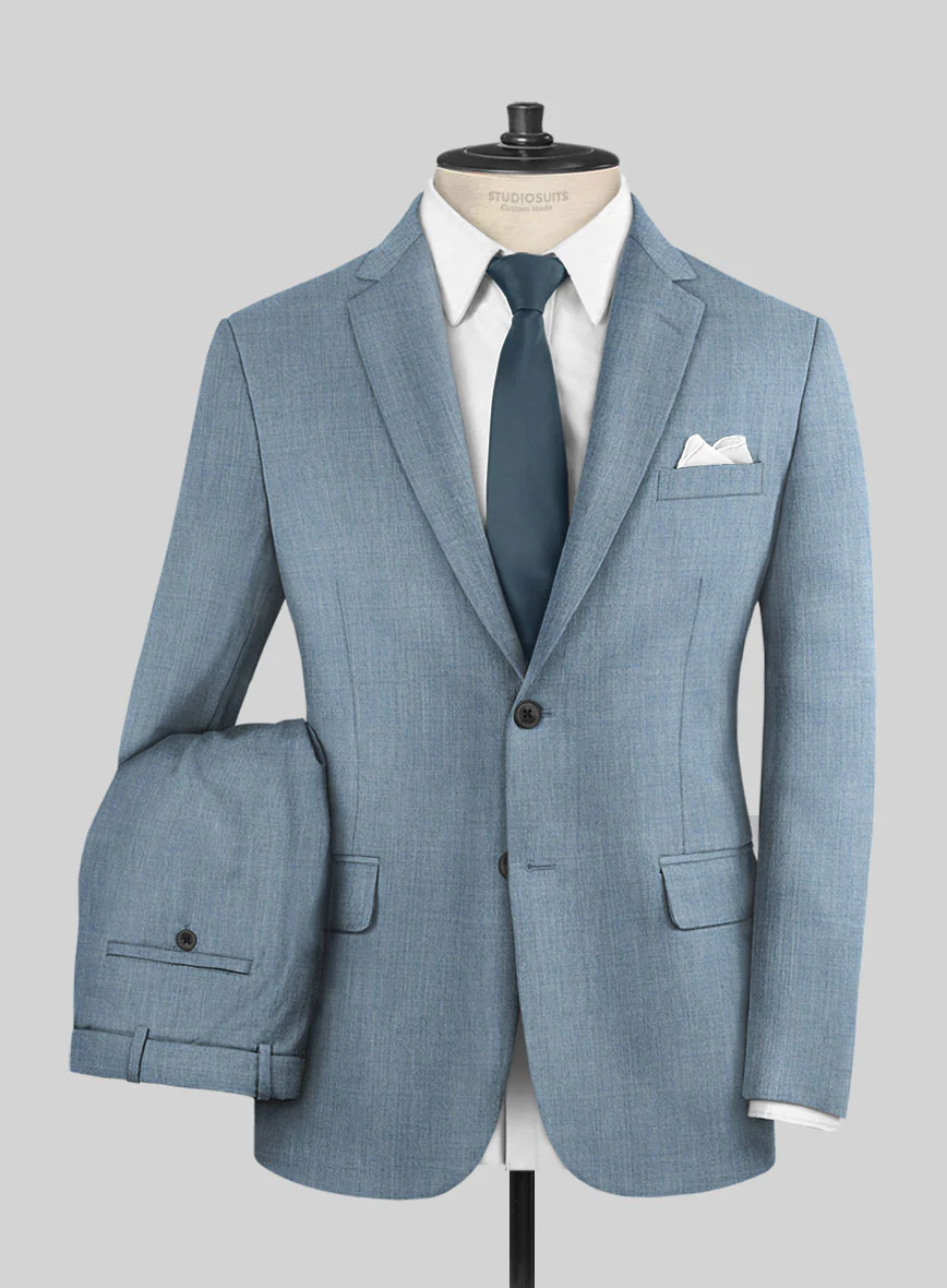 Napolean Stretch Light Blue Wool Suit - Image 2