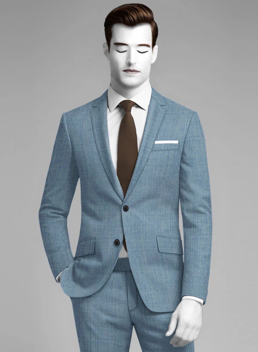 Napolean Stretch Light Blue Wool Suit - Image 4