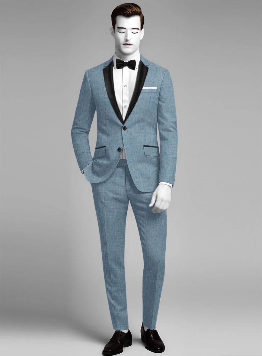 Napolean Stretch Light Blue Wool Tuxedo Suit - Image 2