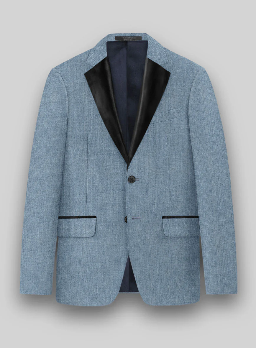Napolean Stretch Light Blue Wool Tuxedo Suit - Image 3