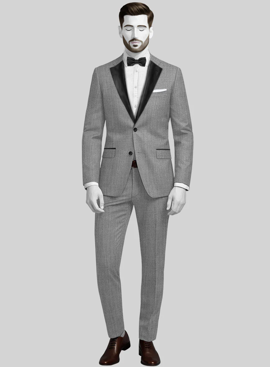 Napolean Stretch Mid Gray Wool Tuxedo Suit - Image 2