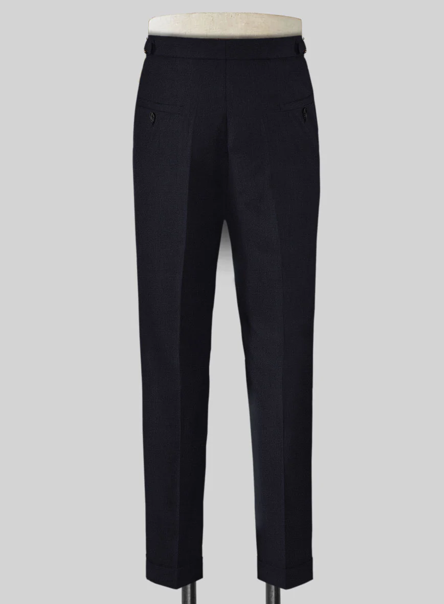 Napolean Stretch Navy Blue Highland Wool Trousers - Image 3