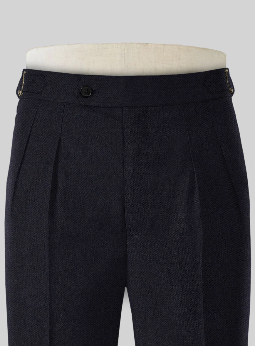 Napolean Stretch Navy Blue Highland Wool Trousers - Image 4