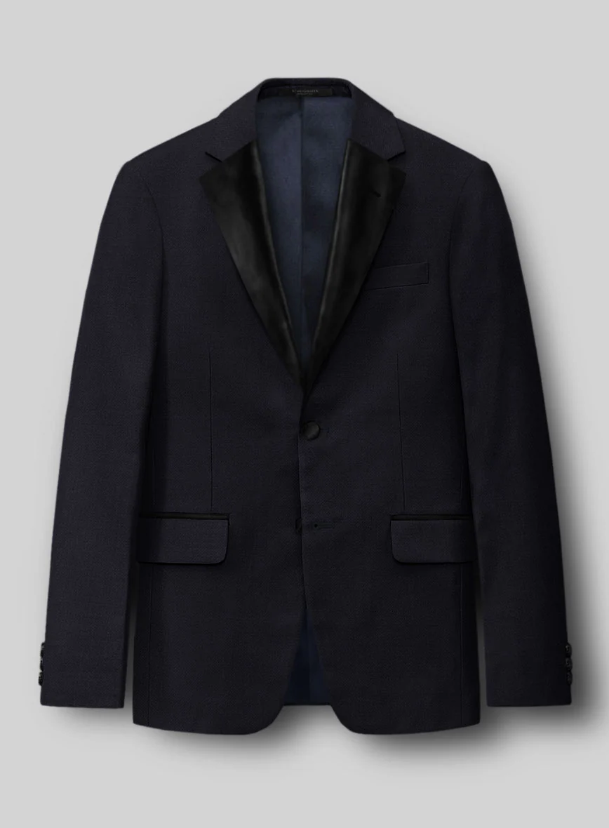 Napolean Stretch Navy Blue Wool Tuxedo Suit - Image 3
