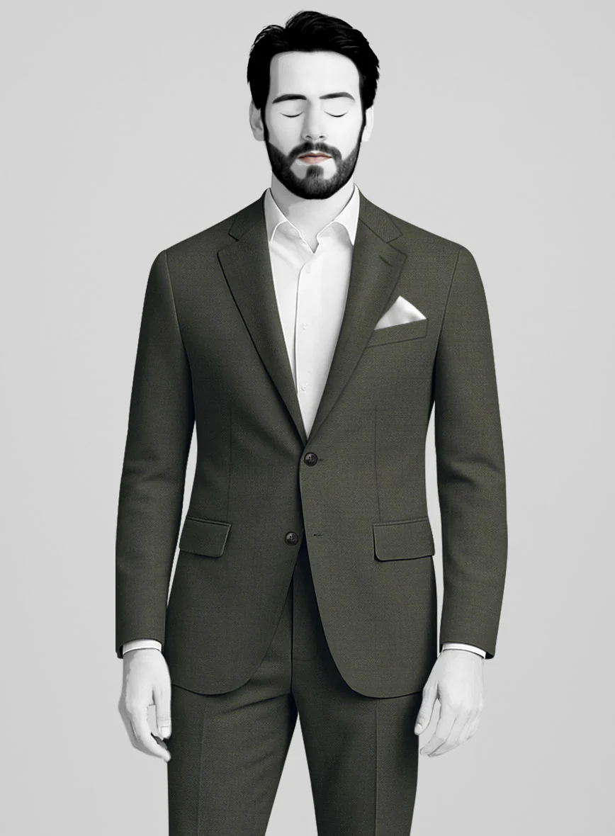 Napolean Stretch Olive Green Wool Jacket - Image 2