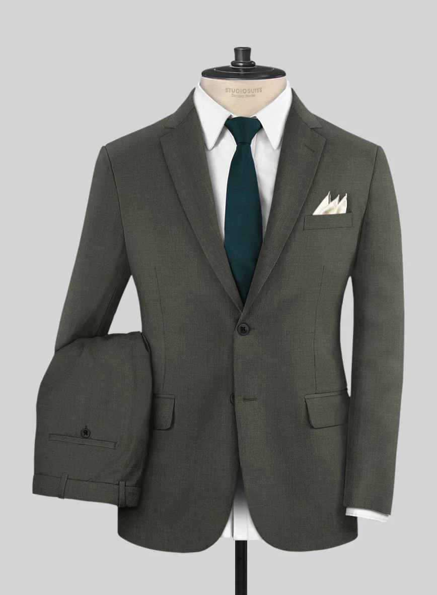 Napolean Stretch Olive Green Wool Suit - Image 2