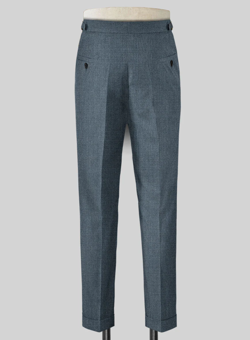 Napolean Stretch Pacific Blue Highland Wool Trousers - Image 3