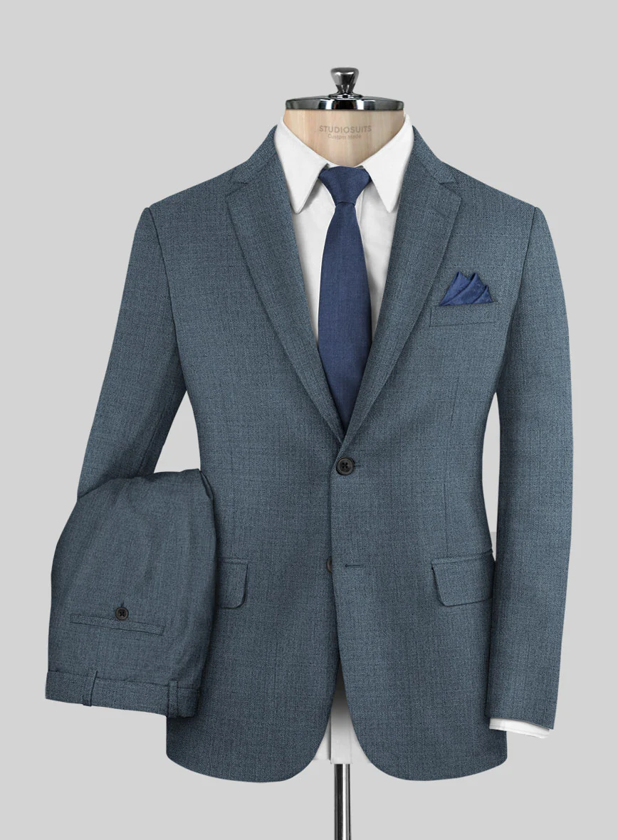 Napolean Stretch Pacific Blue Wool Suit - Image 2