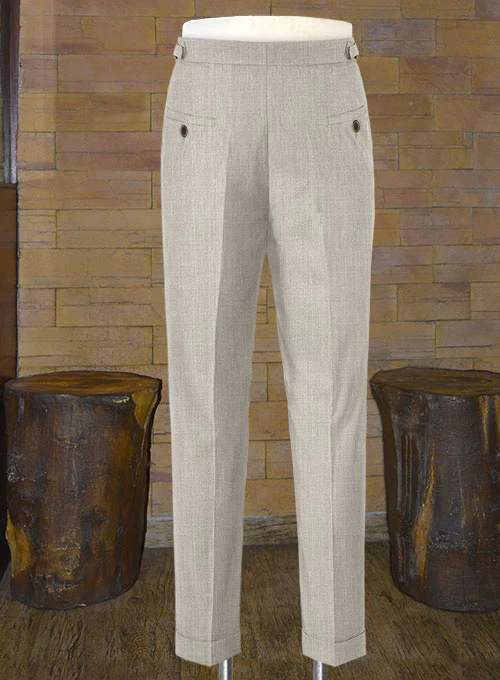 Napolean Stretch Pale Brown Highland Wool Trousers - Image 3