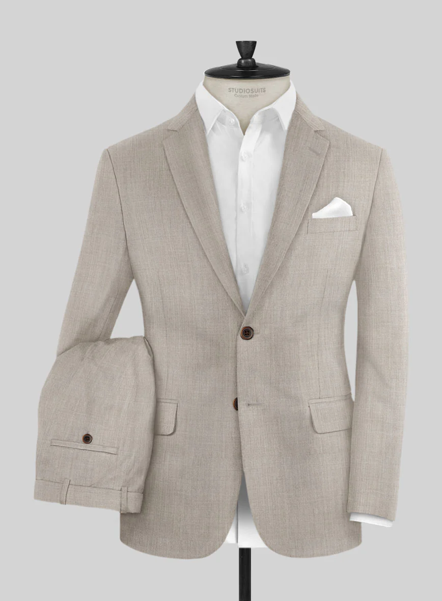 Napolean Stretch Pale Brown Wool Suit - Image 2