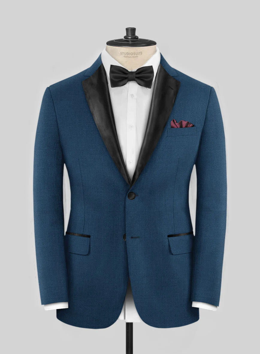 Napolean Stretch Powder Blue Wool Tuxedo Jacket