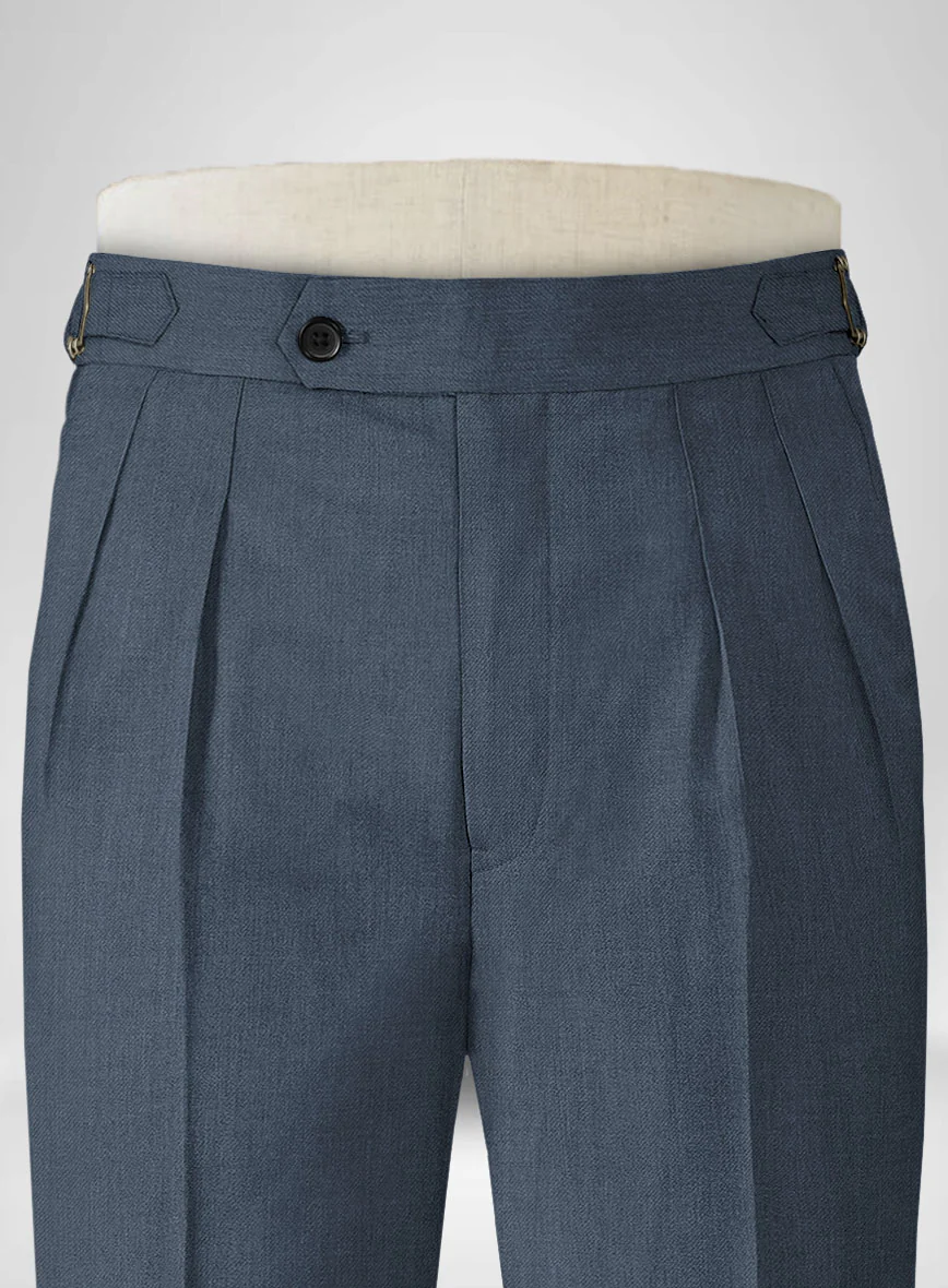 Napolean Stretch Space Blue Highland Wool Trousers - Image 4