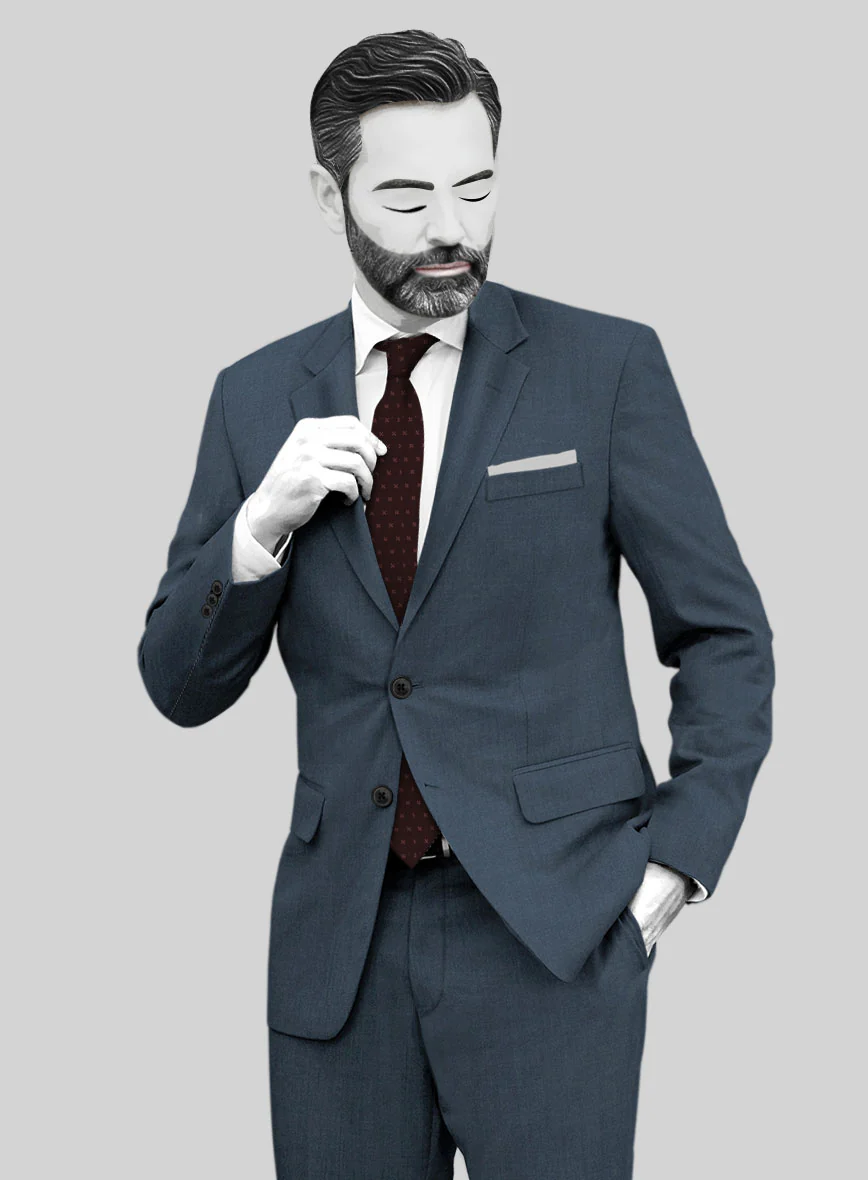 Napolean Stretch Space Blue Wool Suit - Image 3