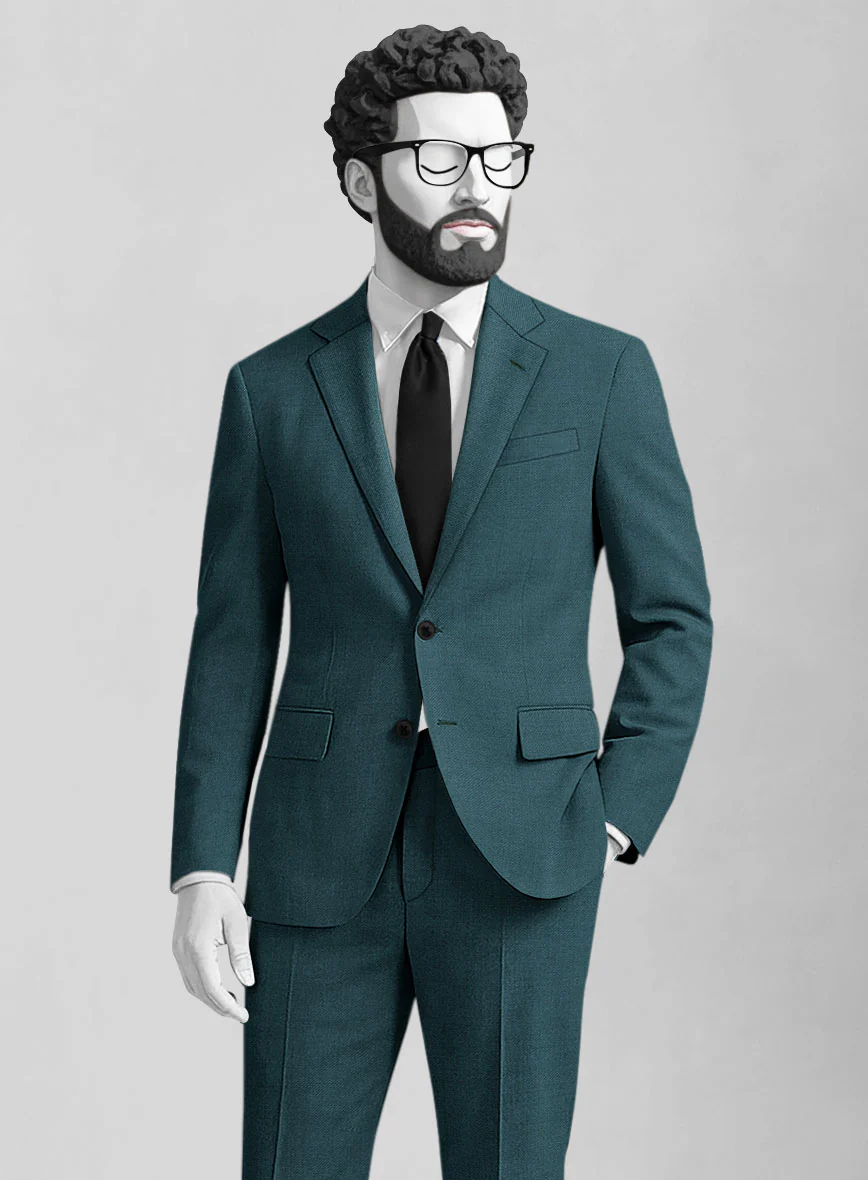 Napolean Stretch Teal Blue Wool Jacket - Image 2
