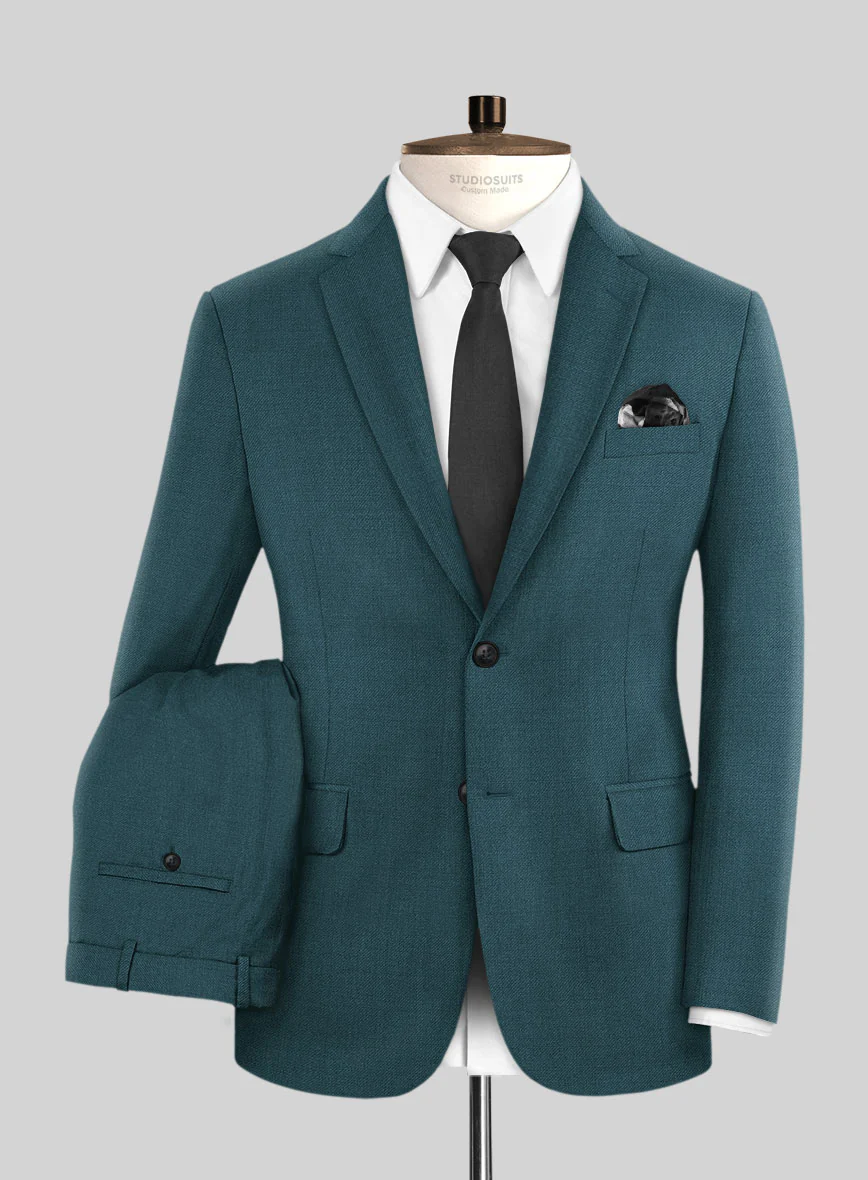 Napolean Stretch Teal Blue Wool Suit - Image 2