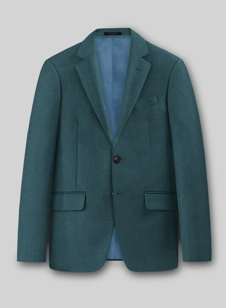 Napolean Stretch Teal Blue Wool Suit - Image 3