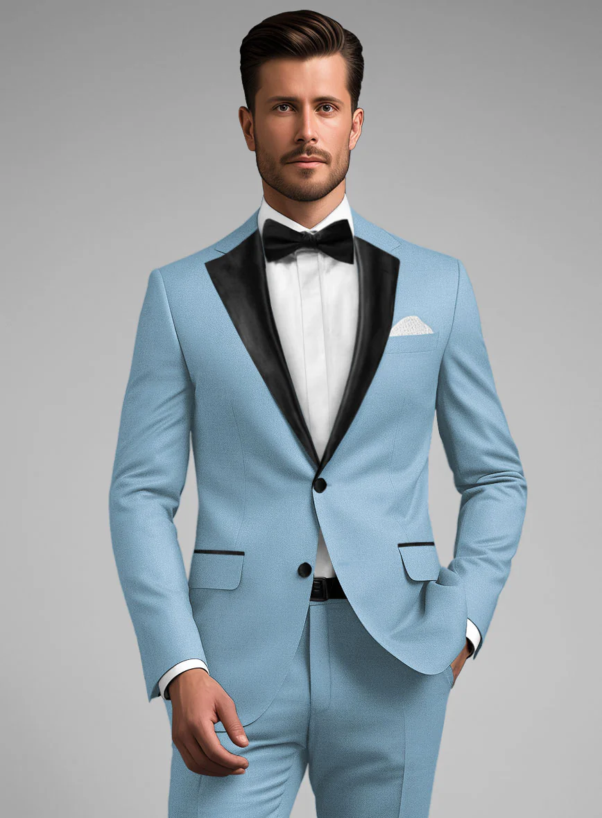 Napolean Taj Blue Wool Tuxedo Suit - Image 4