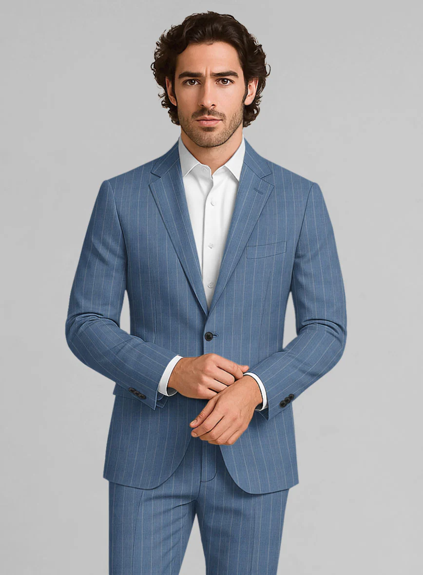 Napolean Tarello Stripe Blue Wool Jacket - Image 2