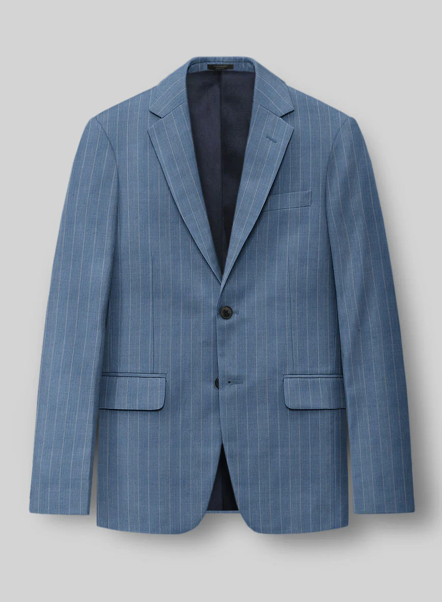 Napolean Tarello Stripe Blue Wool Suit - Image 2