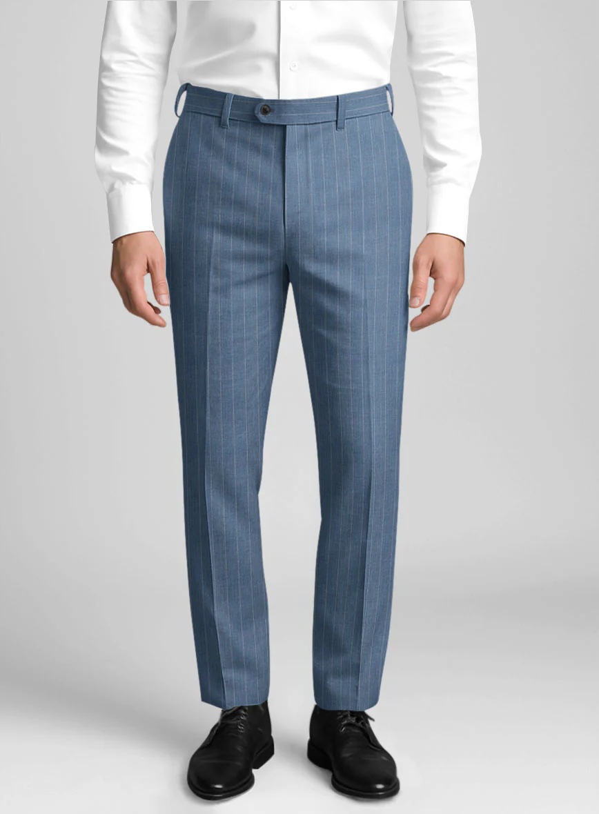 Napolean Tarello Stripe Blue Wool Suit - Image 5
