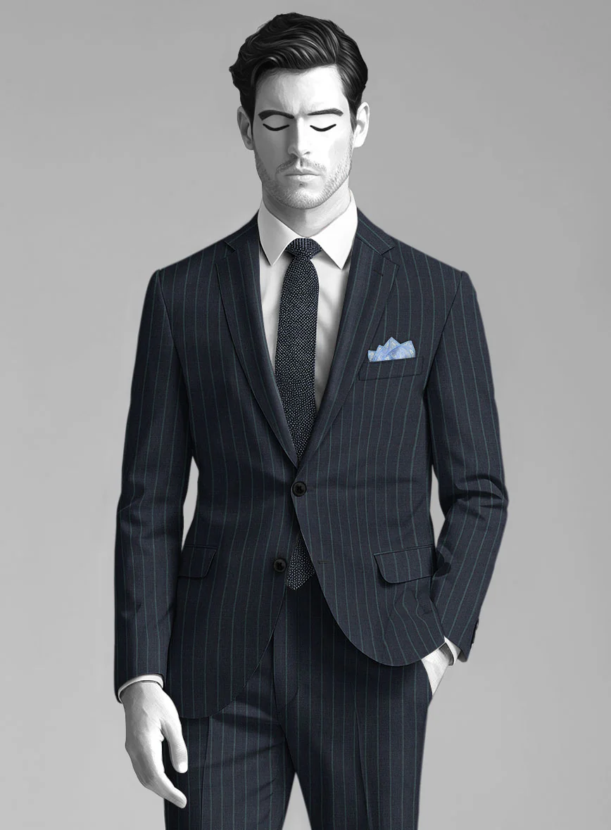 Napolean Thiago Stripe Navy Wool Jacket - Image 2