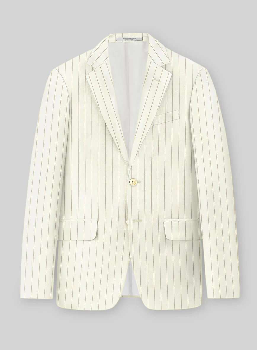 Napolean Tullio Stripe Ivory Wool Suit - Image 3