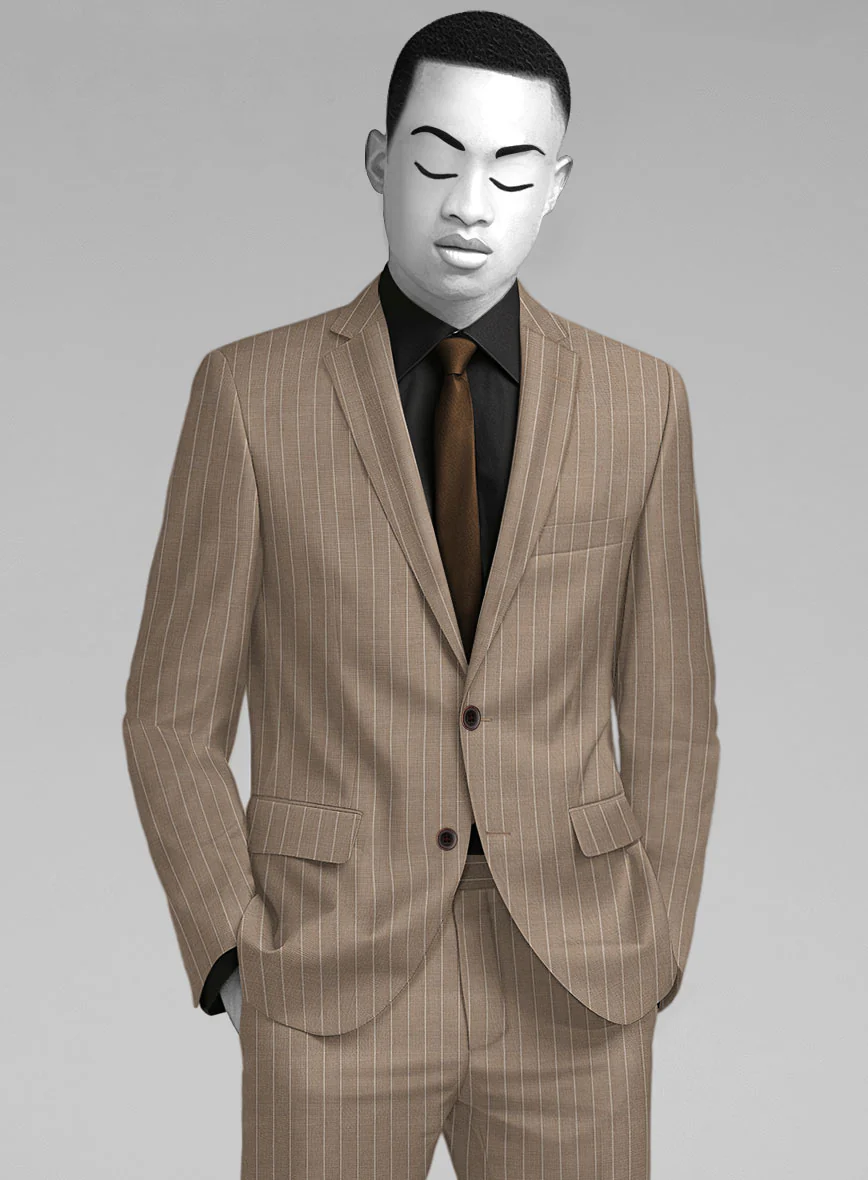 Napolean Tullio Stripe Light Brown Wool Jacket - Image 2