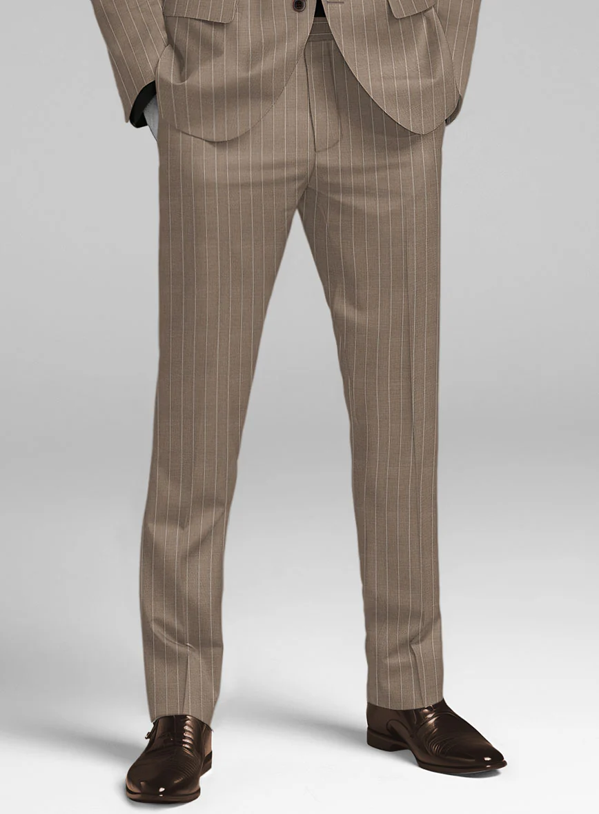 Napolean Tullio Stripe Light Brown Wool Pants - Image 2