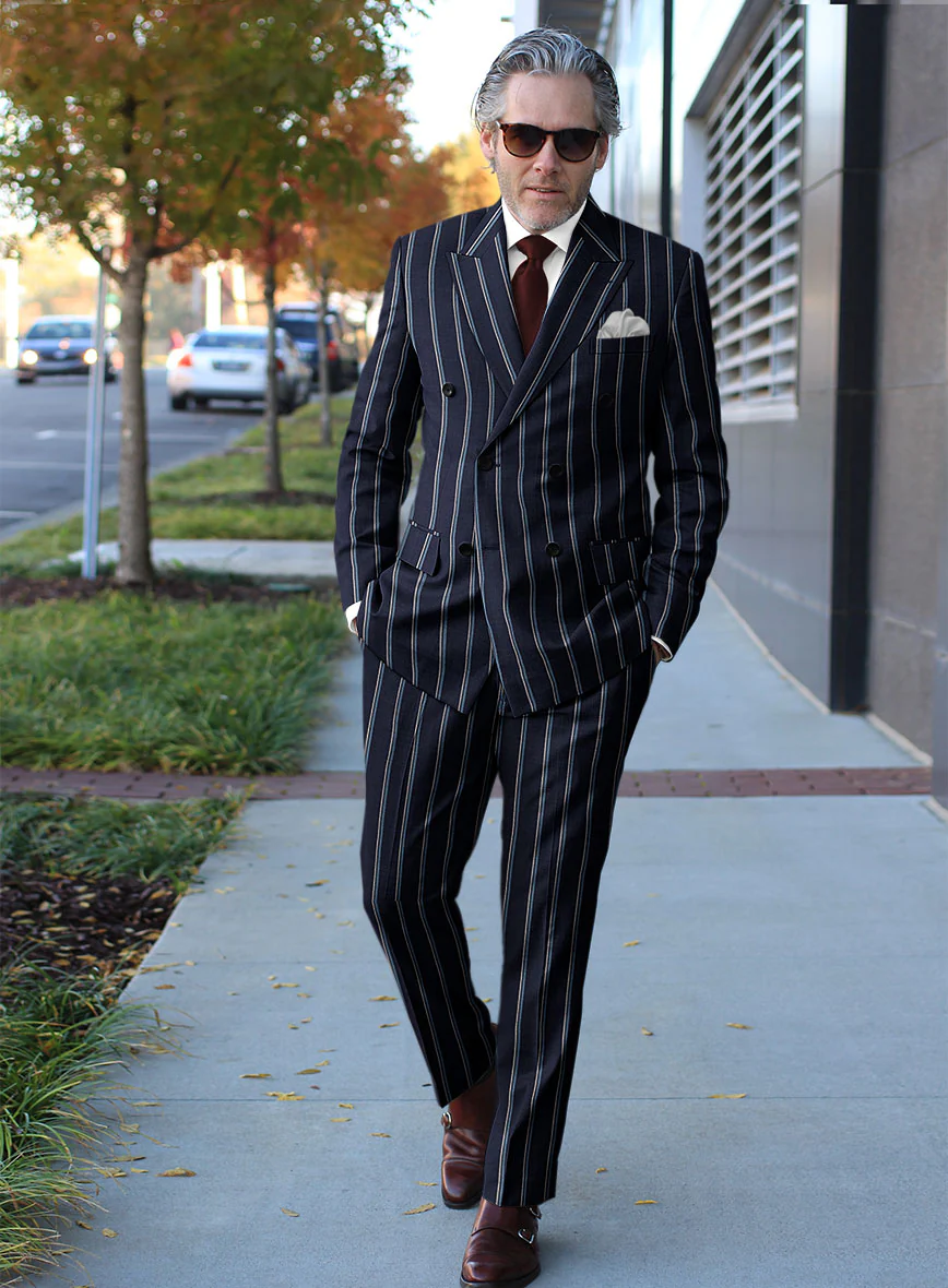 Napolean Vanda Navy Blue Wool Double Breasted Suit - Image 2