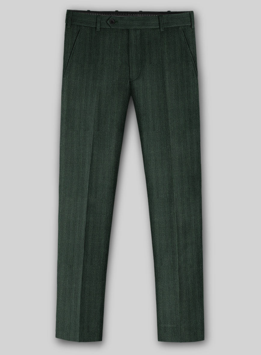 Napolean Verdiano Herringbone Green Wool Pants - Image 2
