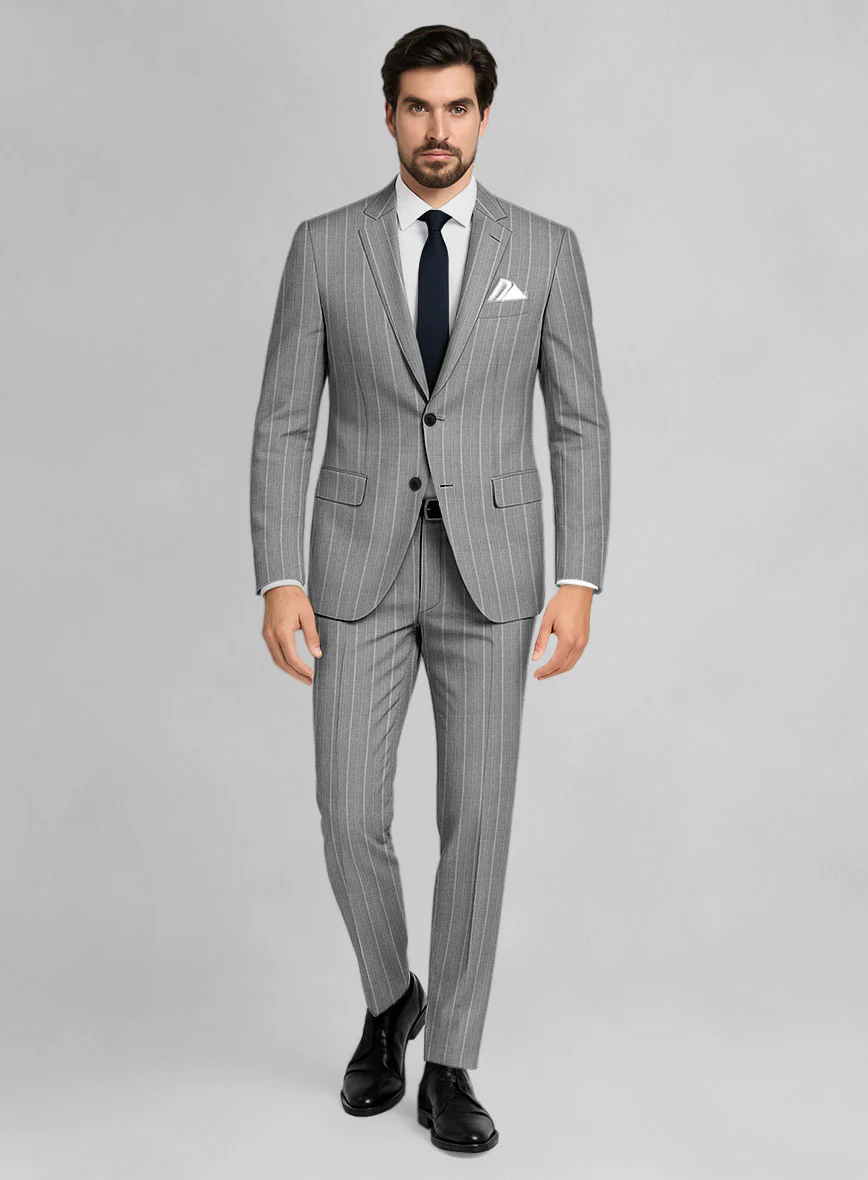 Napolean Vessaro Stripe Gray Wool Suit - Image 3