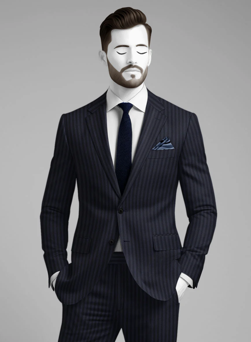 Napolean Vittore Stripe Ink Blue Wool Jacket - Image 2