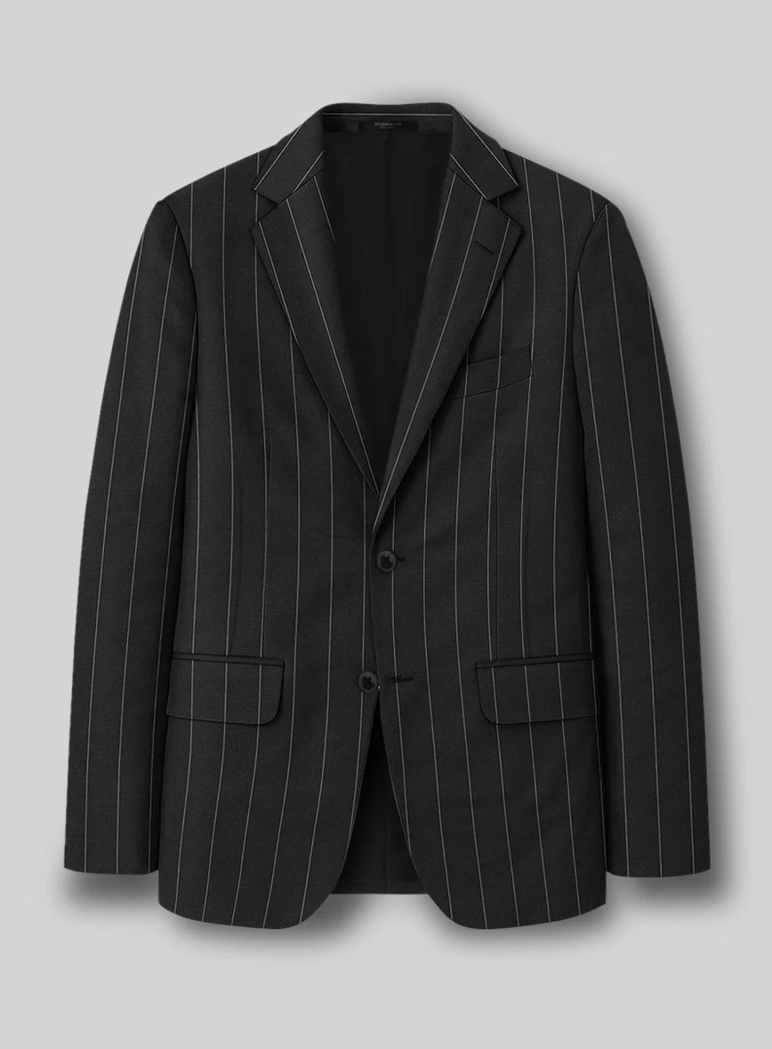 Napolean Wide Stripe Black Wool Suit - Image 3