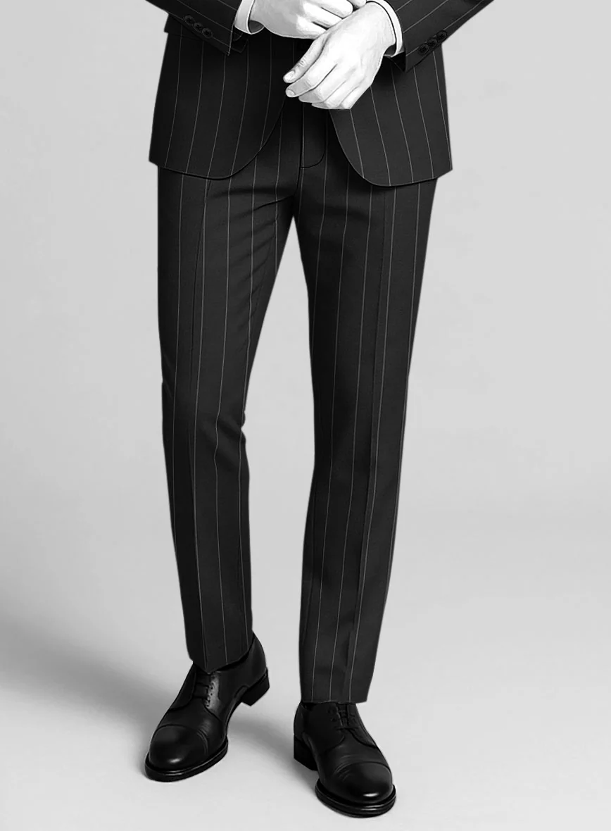 Napolean Wide Stripe Black Wool Suit - Image 5