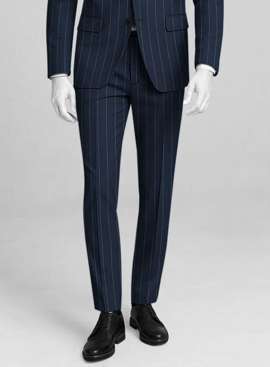 Napolean Wide Stripe Blue Wool Suit - Image 6