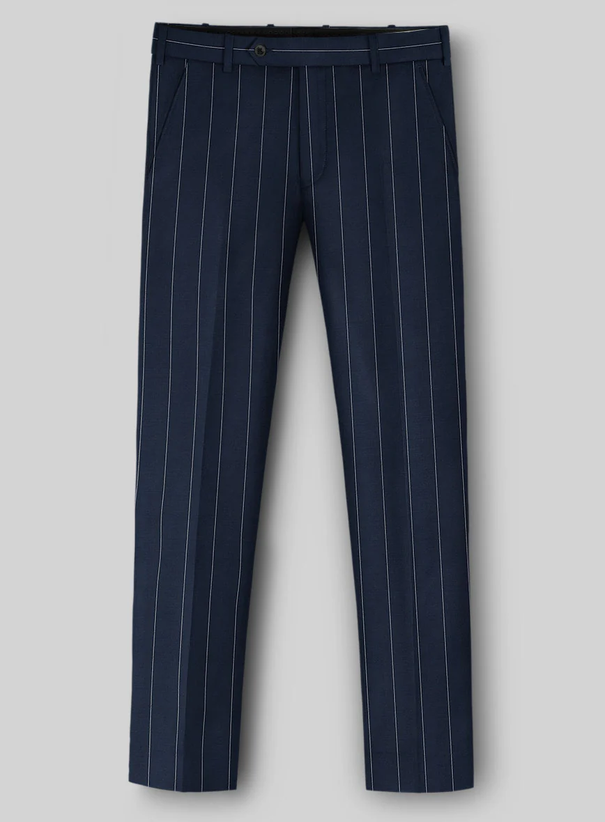 Napolean Wide Stripe Blue Wool Suit - Image 5