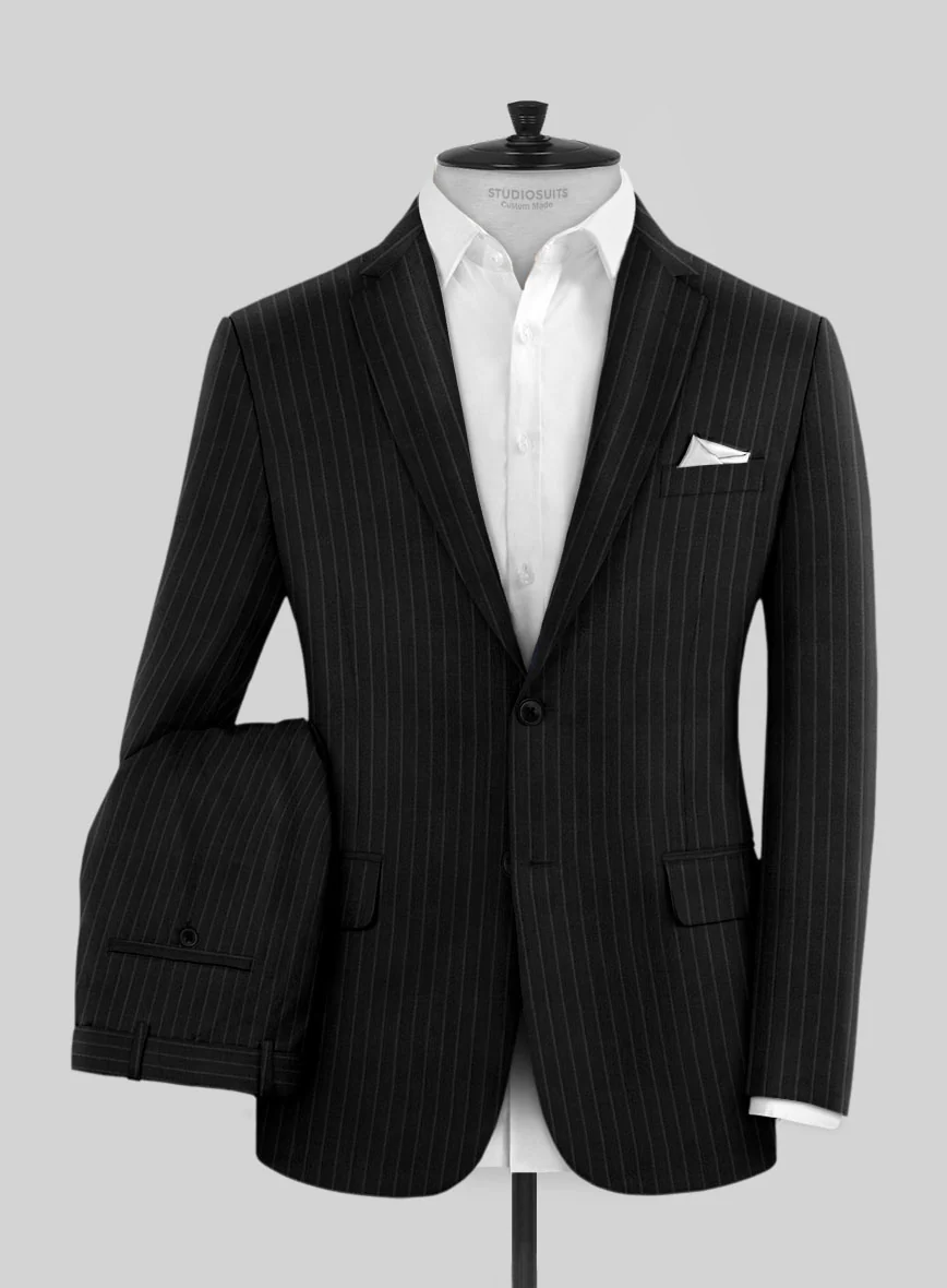 Napolean Windsor Black Stripe Wool Suit - Image 2