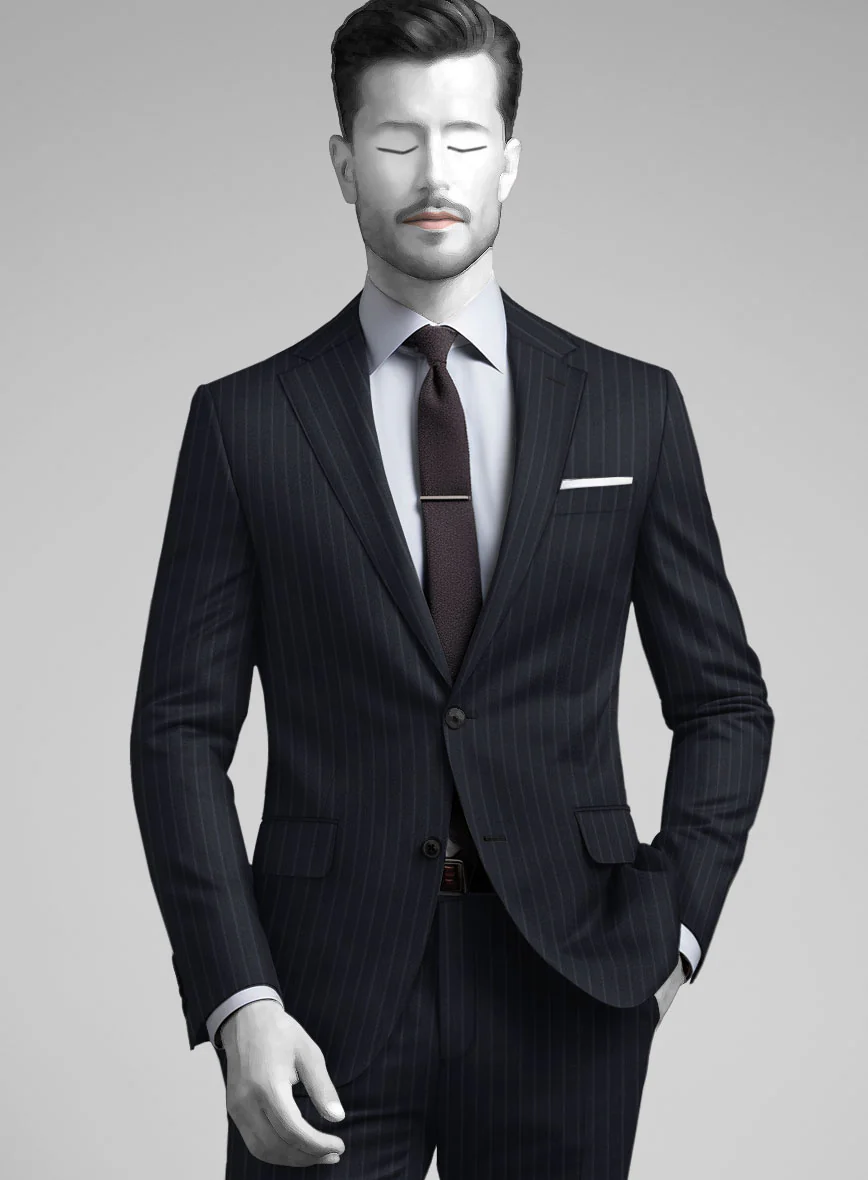 Napolean Windsor Blue Stripe Wool Suit - Image 3
