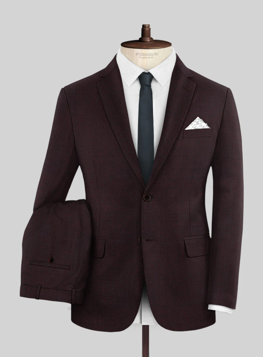 Napolean Wine Birdseye Wool Suit - Image 2