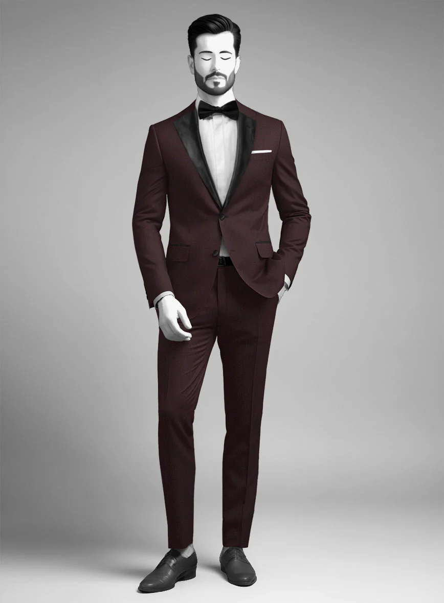 Napolean Wine Birdseye Wool Tuxedo Suit - Image 2